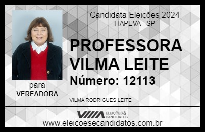 Candidato PROFESSORA VILMA LEITE 2024 - ITAPEVA - Eleições