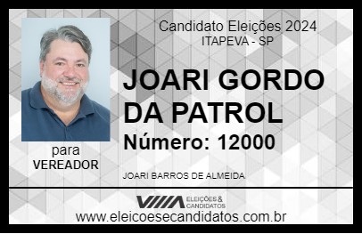 Candidato JOARI GORDO DA PATROL 2024 - ITAPEVA - Eleições