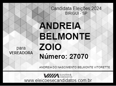 Candidato ANDREIA BELMONTE ZOIO 2024 - BIRIGUI - Eleições