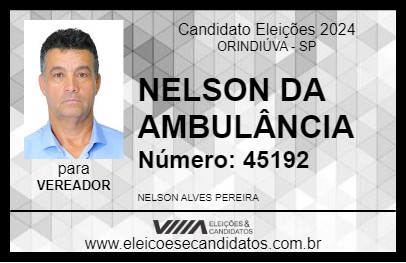 Candidato NELSON DA AMBULÂNCIA 2024 - ORINDIÚVA - Eleições