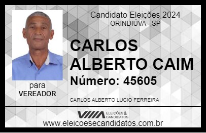 Candidato CARLOS ALBERTO CAIM 2024 - ORINDIÚVA - Eleições