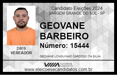 Candidato GEOVANE BARBEIRO 2024 - VARGEM GRANDE DO SUL - Eleições