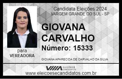 Candidato GIOVANA CARVALHO 2024 - VARGEM GRANDE DO SUL - Eleições