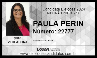 Candidato PAULA PERIN 2024 - RIBEIRÃO PRETO - Eleições