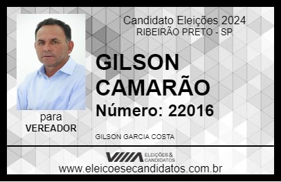 Candidato GILSON CAMARÃO 2024 - RIBEIRÃO PRETO - Eleições