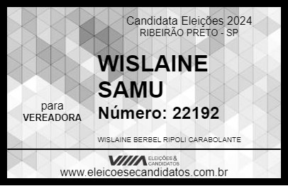 Candidato WISLAINE ENFERMEIRA 2024 - RIBEIRÃO PRETO - Eleições