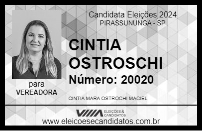 Candidato CINTIA OSTROSCHI 2024 - PIRASSUNUNGA - Eleições