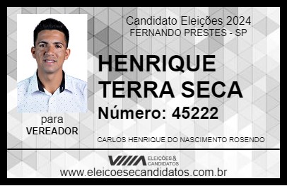 Candidato HENRIQUE TERRA SECA 2024 - FERNANDO PRESTES - Eleições