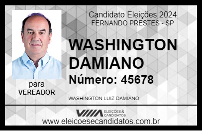 Candidato WASHINGTON DAMIANO 2024 - FERNANDO PRESTES - Eleições