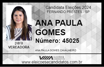 Candidato ANA PAULA GOMES 2024 - FERNANDO PRESTES - Eleições