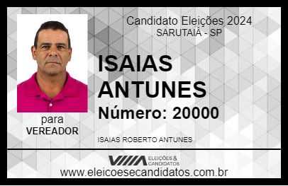 Candidato ISAIAS ANTUNES 2024 - SARUTAIÁ - Eleições