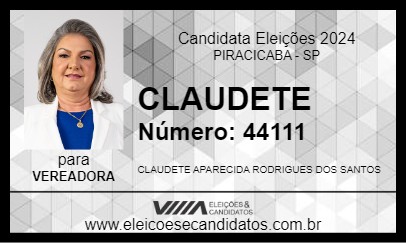 Candidato CLAUDETE 2024 - PIRACICABA - Eleições