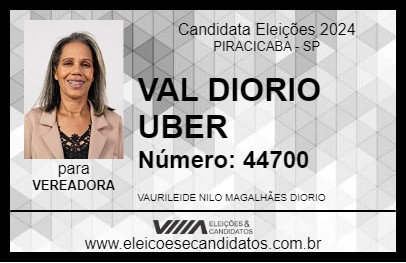 Candidato VAL DIORIO UBER 2024 - PIRACICABA - Eleições