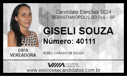 Candidato GISELI SOUZA 2024 - SEBASTIANÓPOLIS DO SUL - Eleições