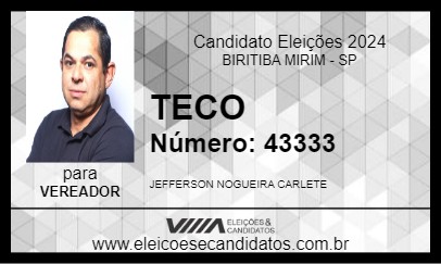 Candidato TECO 2024 - BIRITIBA MIRIM - Eleições