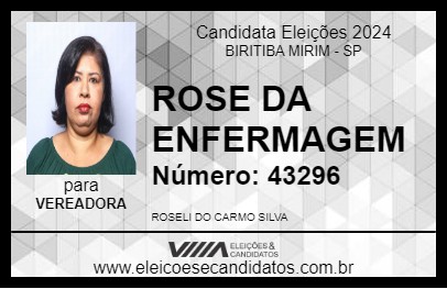 Candidato ROSE DA ENFERMAGEM 2024 - BIRITIBA MIRIM - Eleições