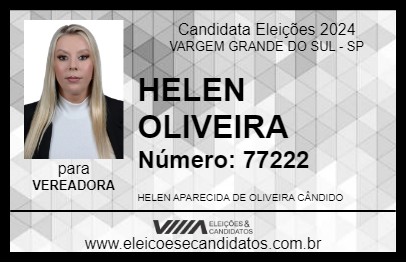 Candidato HELEN OLIVEIRA 2024 - VARGEM GRANDE DO SUL - Eleições