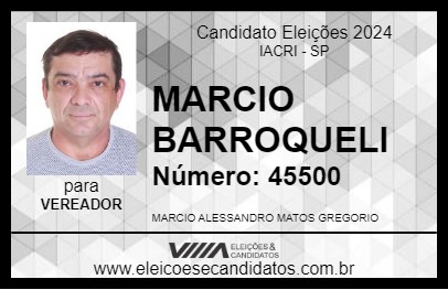 Candidato MARCIO BARROQUELI 2024 - IACRI - Eleições