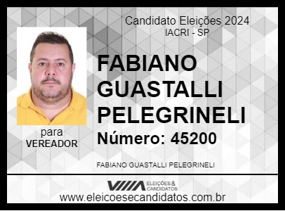 Candidato FABIANO GUASTALLI PELEGRINELI 2024 - IACRI - Eleições