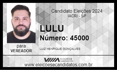 Candidato LULU 2024 - IACRI - Eleições