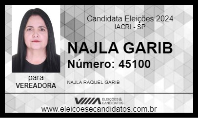 Candidato NAJLA GARIB 2024 - IACRI - Eleições