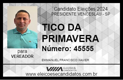 Candidato TICO DA PRIMAVERA 2024 - PRESIDENTE VENCESLAU - Eleições