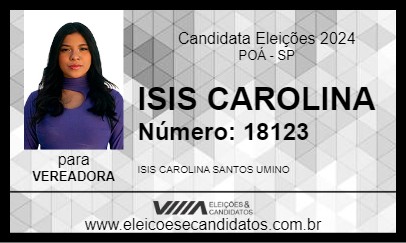 Candidato ISIS CAROLINA 2024 - POÁ - Eleições