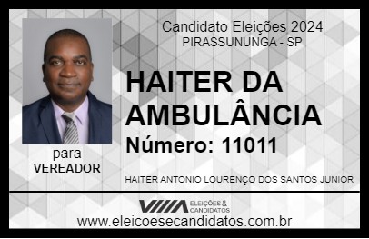 Candidato HAITER DA AMBULÂNCIA 2024 - PIRASSUNUNGA - Eleições