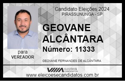 Candidato GEOVANE ALCÂNTARA 2024 - PIRASSUNUNGA - Eleições