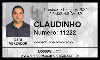 Candidato CLAUDINHO 2024 - PIRASSUNUNGA - Eleições