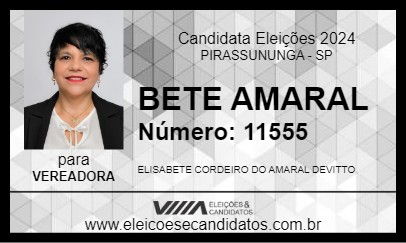 Candidato BETE AMARAL 2024 - PIRASSUNUNGA - Eleições