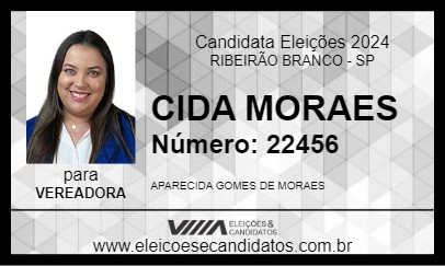 Candidato CIDA MORAES 2024 - RIBEIRÃO BRANCO - Eleições