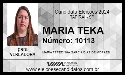 Candidato MARIA TEKA 2024 - TAPIRAÍ - Eleições