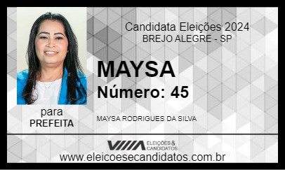 Candidato MAYSA 2024 - BREJO ALEGRE - Eleições