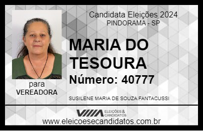 Candidato MARIA DO TESOURA 2024 - PINDORAMA - Eleições