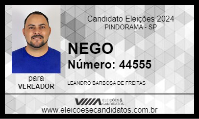 Candidato NEGO 2024 - PINDORAMA - Eleições