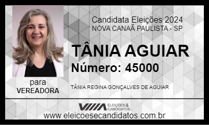 Candidato TÂNIA AGUIAR 2024 - NOVA CANAÃ PAULISTA - Eleições