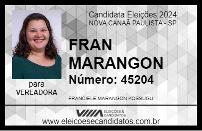 Candidato FRAN MARANGON 2024 - NOVA CANAÃ PAULISTA - Eleições