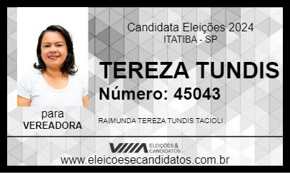 Candidato TEREZA TUNDIS 2024 - ITATIBA - Eleições