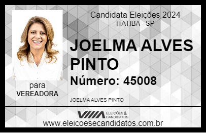 Candidato JOELMA ALVES PINTO 2024 - ITATIBA - Eleições