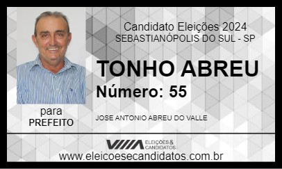 Candidato TONHO ABREU 2024 - SEBASTIANÓPOLIS DO SUL - Eleições