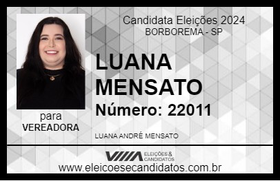 Candidato LUANA MENSATO 2024 - BORBOREMA - Eleições