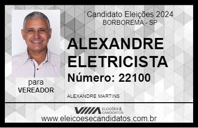 Candidato ALEXANDRE ELETRICISTA 2024 - BORBOREMA - Eleições