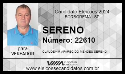 Candidato SERENO 2024 - BORBOREMA - Eleições