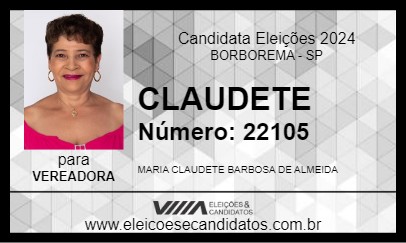 Candidato CLAUDETE 2024 - BORBOREMA - Eleições