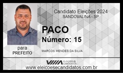 Candidato PACO 2024 - SANDOVALINA - Eleições