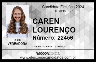 Candidato CAREN DA CAUSA ANIMAL 2024 - OLÍMPIA - Eleições