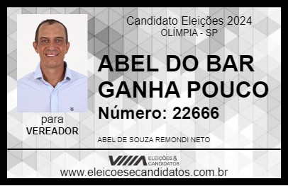 Candidato ABEL DO BAR GANHA POUCO 2024 - OLÍMPIA - Eleições