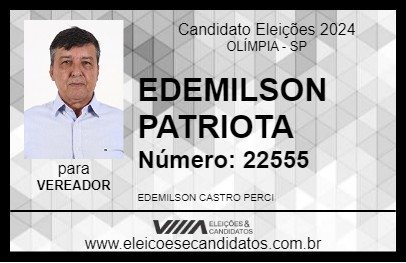 Candidato EDEMILSON PATRIOTA 2024 - OLÍMPIA - Eleições