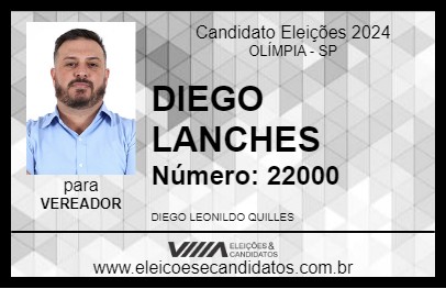 Candidato DIEGO LANCHES 2024 - OLÍMPIA - Eleições